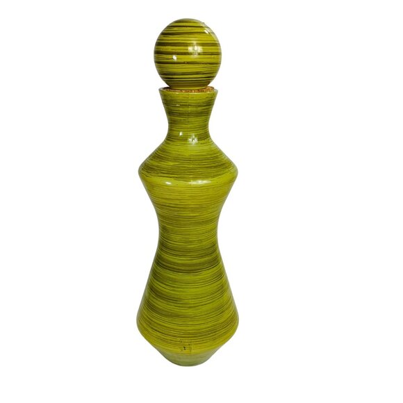 Pier 1 Avocado Green Vase Bottle MCM Style With Lid 19 Inch Decorative VTG RARE - Picture 1 of 16